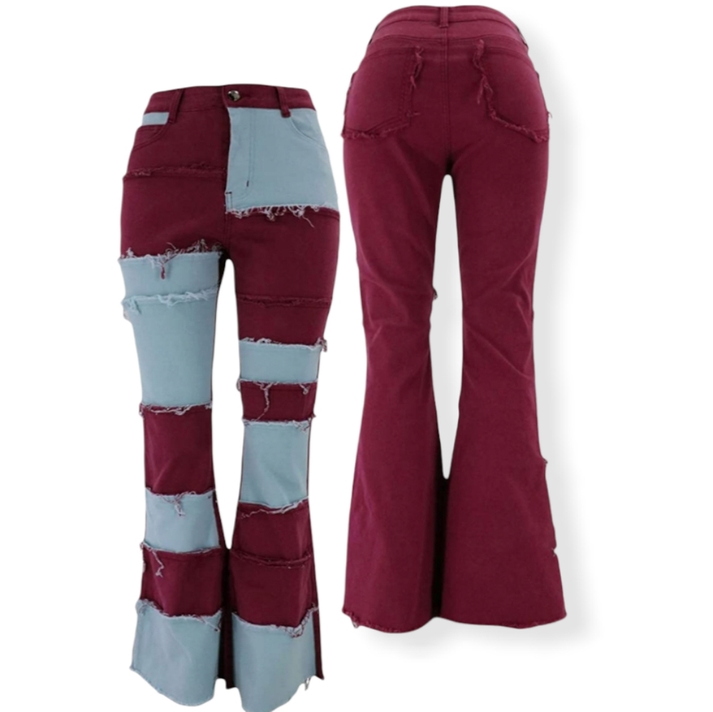 Sexy💥High Waisted Stretch Patchwork Straight Jeans Denim Pants, Size M, NWT